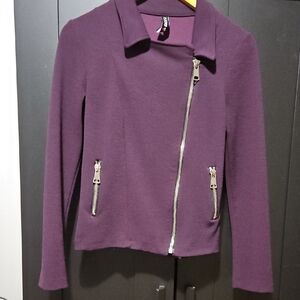 Elegant Women's Purple Leather Jacket